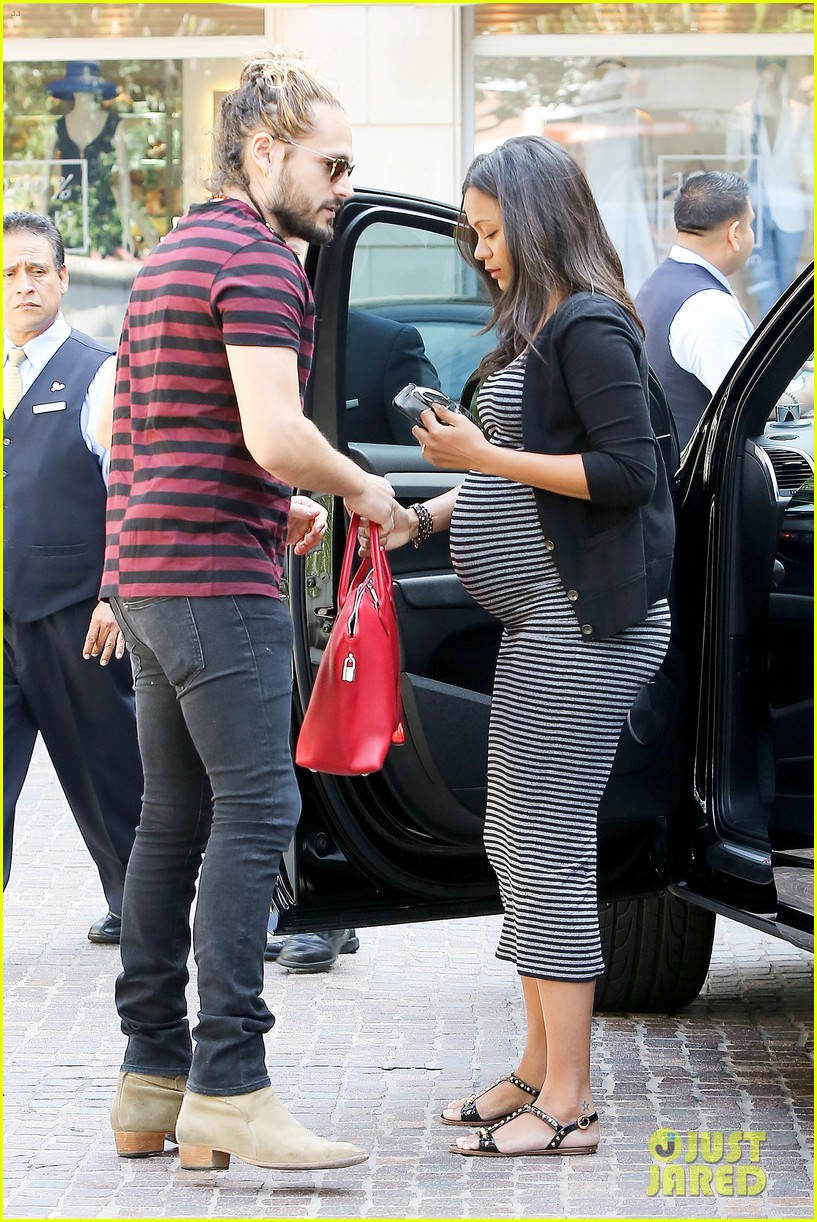 Pregnant Zoe Saldana's Growing Baby Bump Takes the Spotlight at Brunch