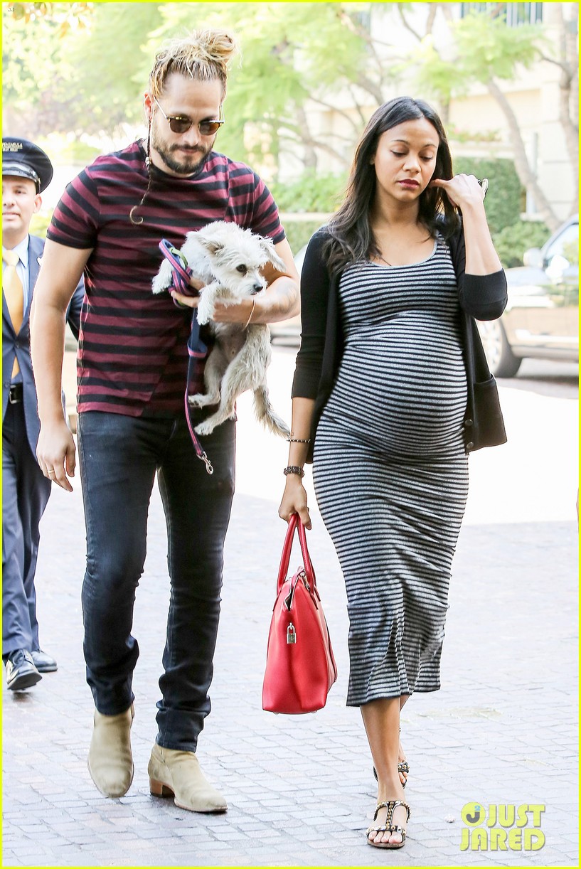 Pregnant Zoe Saldana's Growing Baby Bump Takes the Spotlight at Brunch