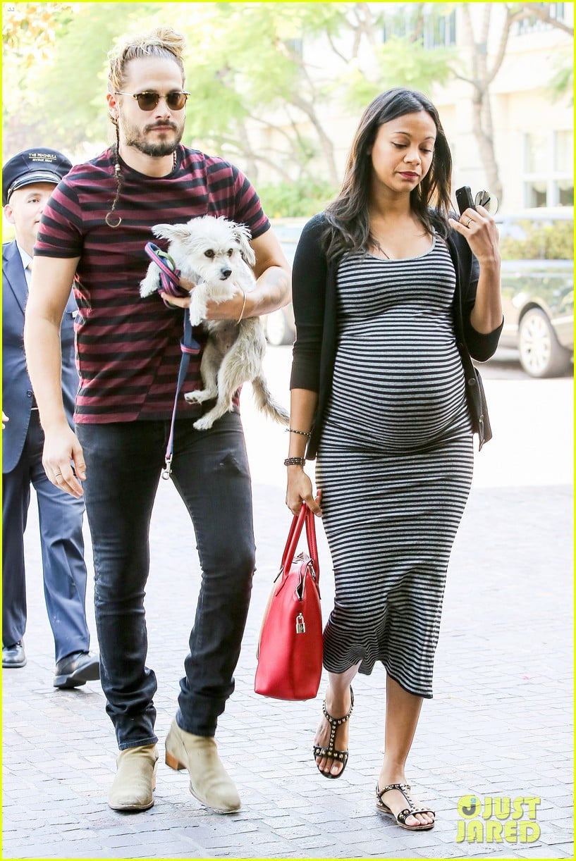 Pregnant Zoe Saldana's Growing Baby Bump Takes the Spotlight at Brunch