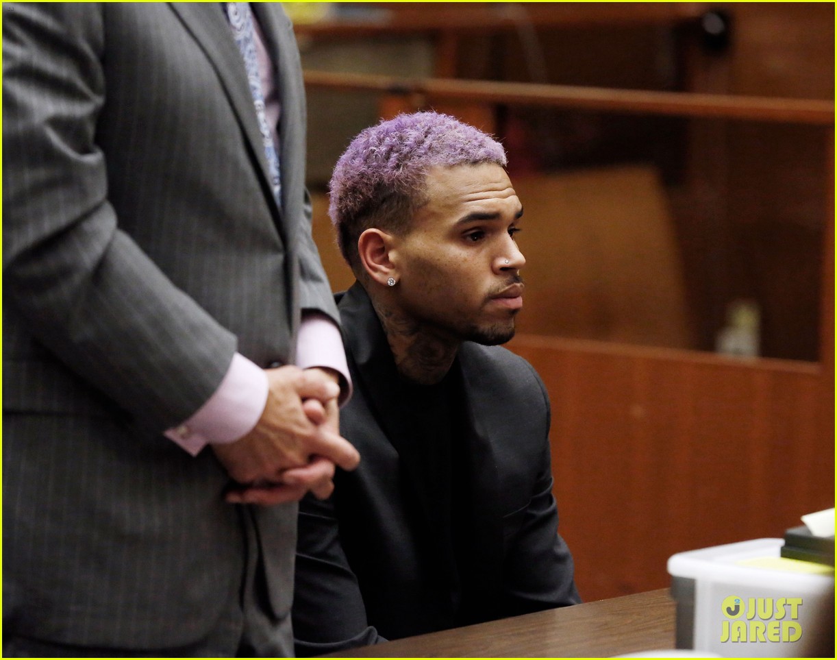Photo: chris brown sports purple hair for court hearing 11 | Photo 3330712  | Just Jared