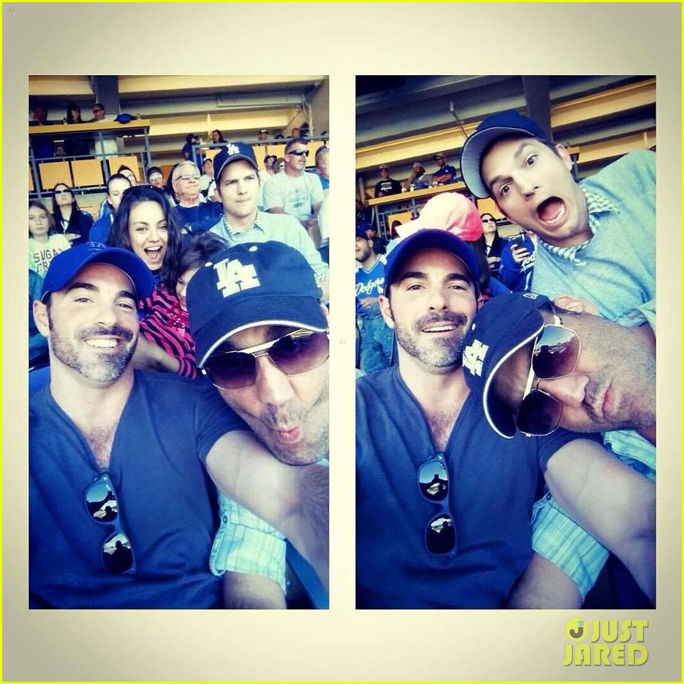 Ashton Kutcher & Mila Kunis Snap a Cute Selfie at Dodgers Opening Day