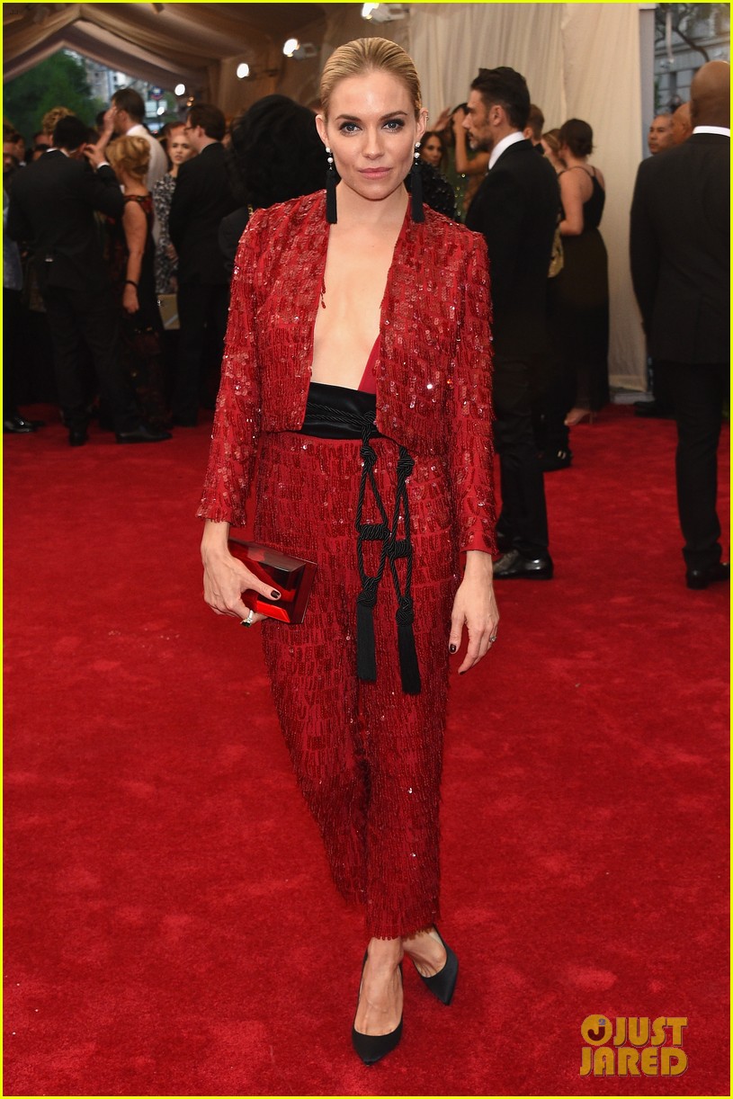 Sienna Miller Stuns in Sequined Thakoon Tuxedo at Met Gala: Photo