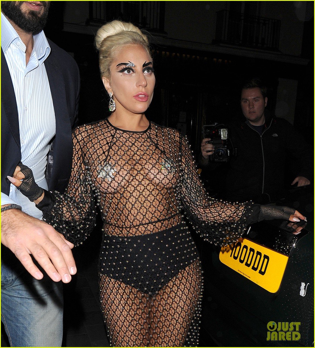 Lady Gaga Shows Off Boobs & Underwear in Barely There Fishnet Outfit. l...