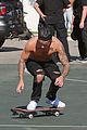 justin bieber shirtless skateboarding 01