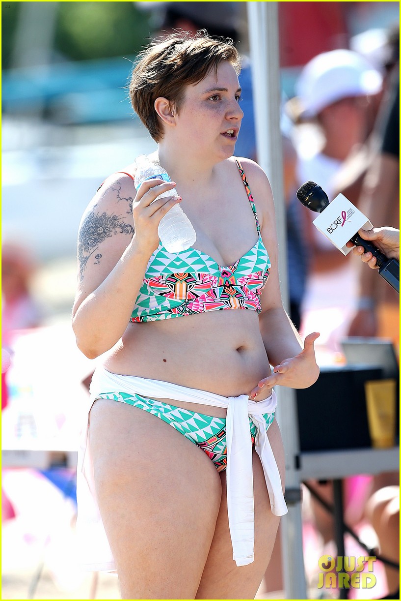 Lena Dunham Hits the Beach in a Bikini for Breast Cancer Research Charity E...
