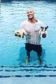 the rock jumps in pool fully clothed to save his puppy
