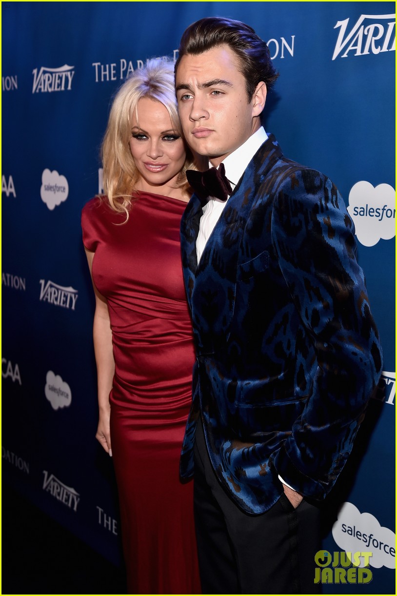 Pamela Anderson Brings Her Dapper Son Brandon Lee to Help Haiti Home