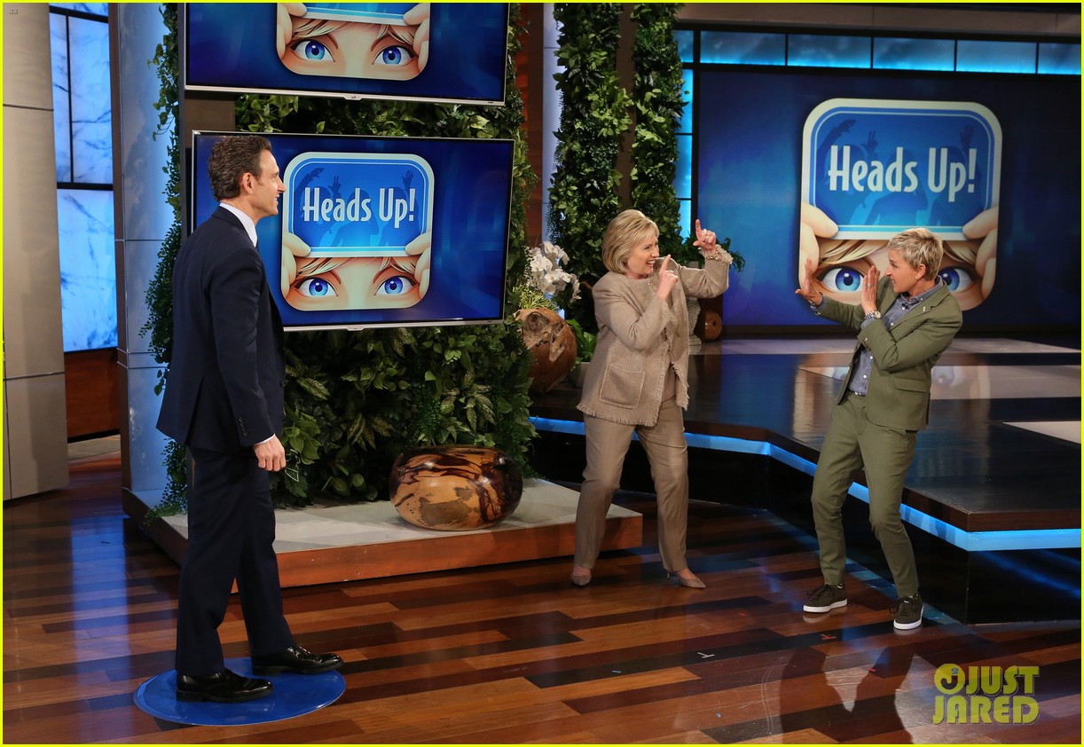 Hillary Clinton Plays 'Heads Up' with Tony Goldwyn on 'Ellen'! Photo