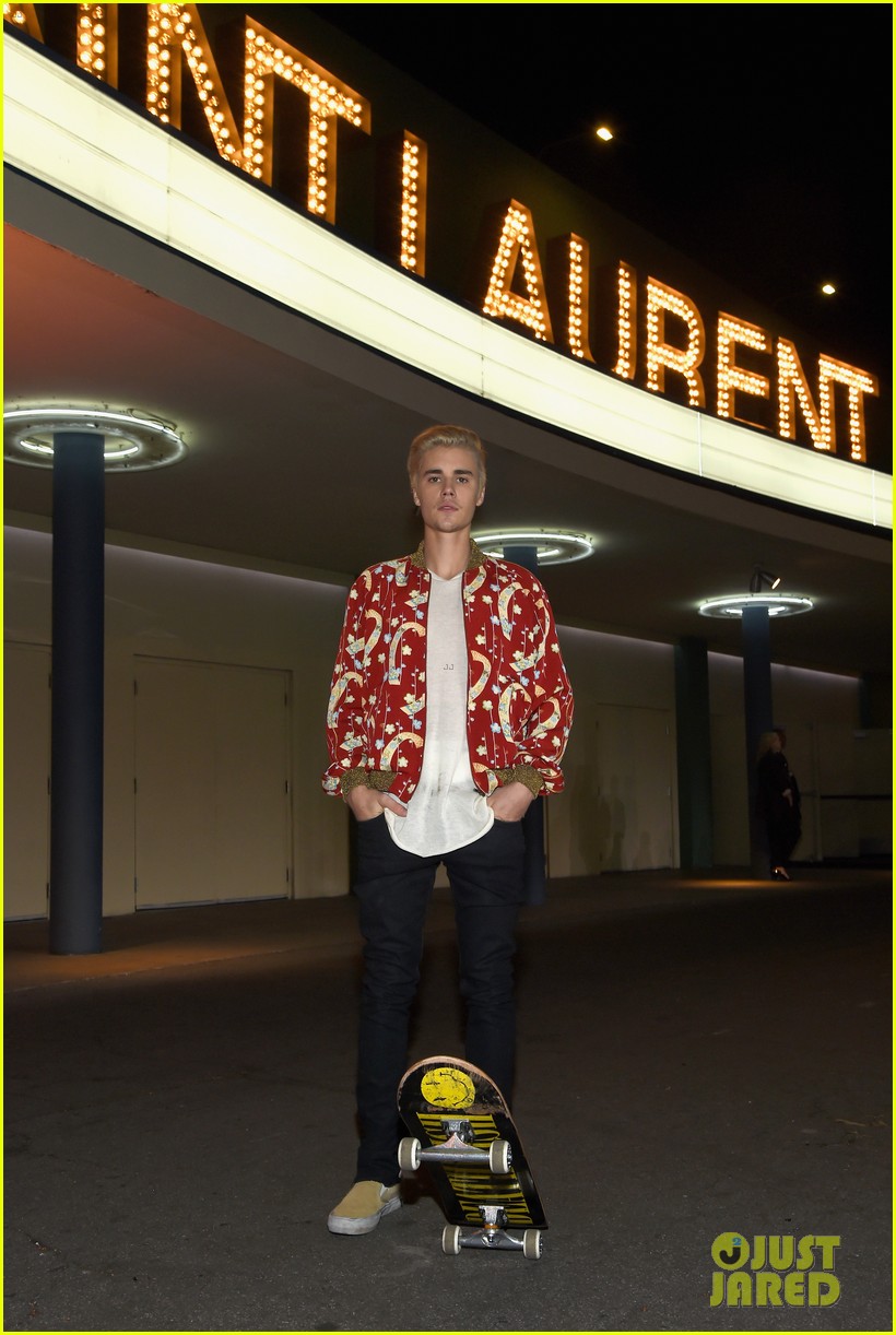 Justin Bieber Snaps a Photo with a Musical Legend During Saint Laurent