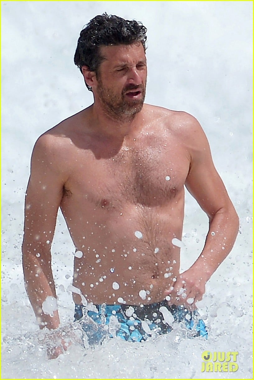 Shirtless Patrick Dempsey Continues His Beach Vacation with 