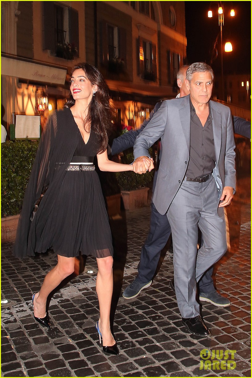 Clooney & Amal Couple Up for Romantic Dinner in Italy Photo