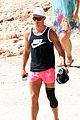 cristiano ronaldo wears brace on injured knee at the beach 03