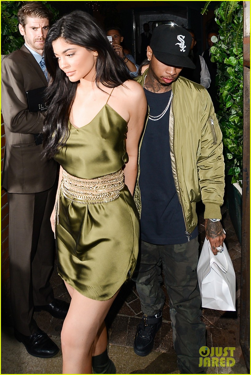 Kylie Jenner & Tyga Wear Matching Green Outfits for Dinner Photo