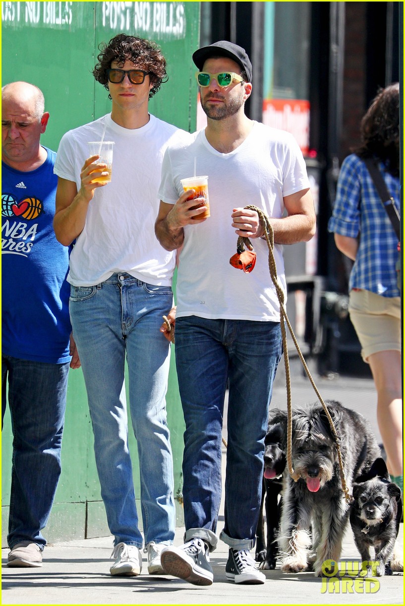 Zachary Quinto & Miles McMillan Wear Coordinating Outfits 