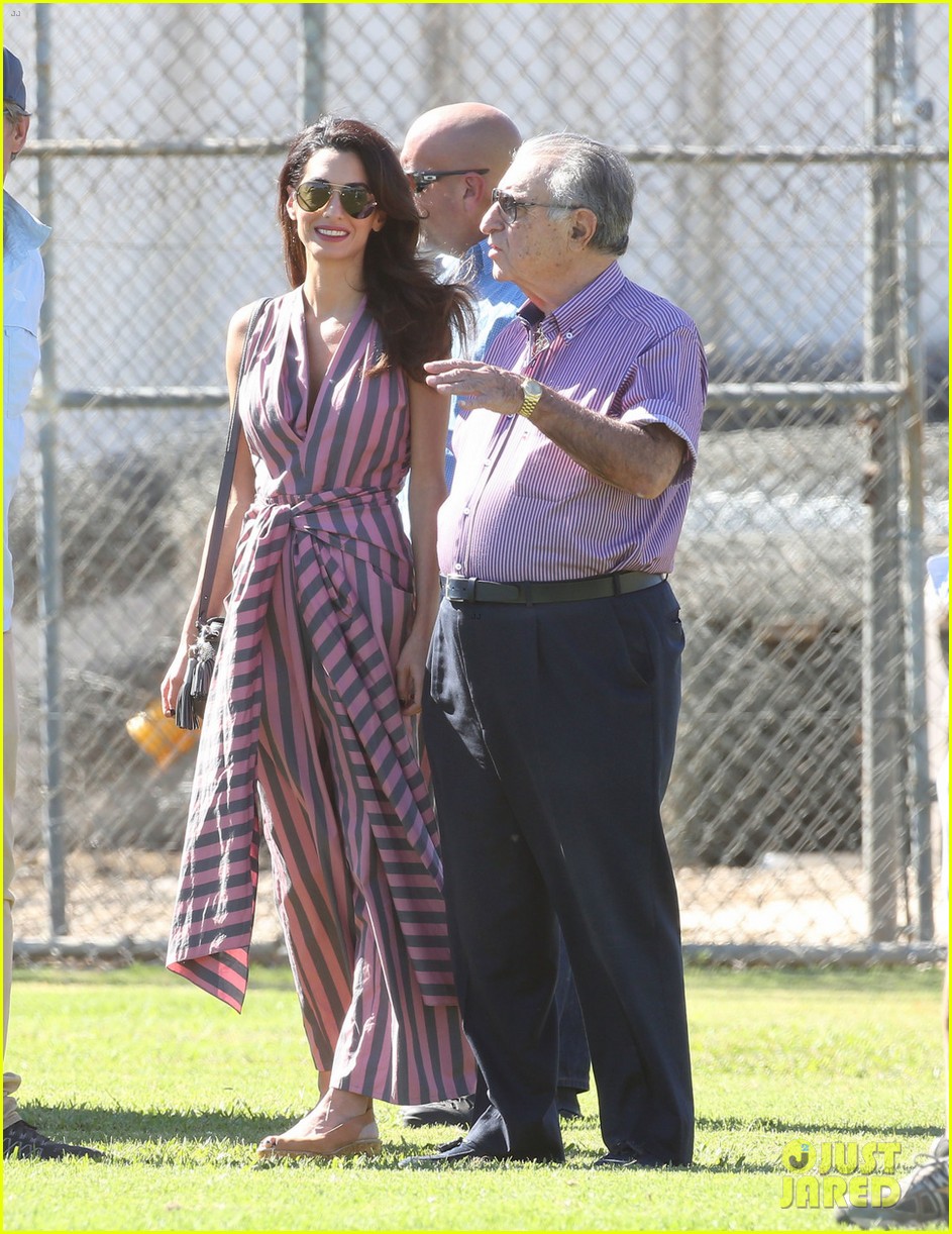 Amal Clooney Visits on Set With Her Father Photo 3792045