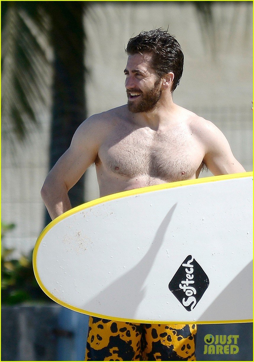 Jake Gyllenhaal Goes Shirtless in St. Barts, Takes a Surfing Lesson