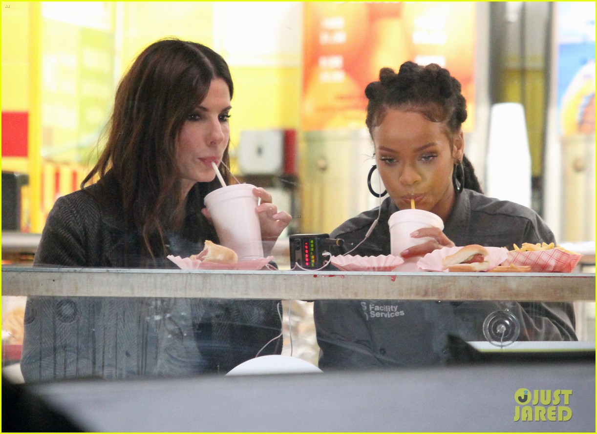 Rihanna & Sandra Bullock Chow Down on Hot Dogs for 'Ocean's Eight