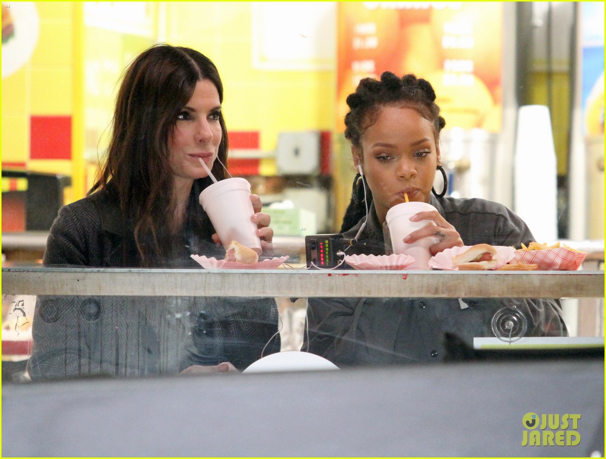 Rihanna & Sandra Bullock Chow Down on Hot Dogs for 'Ocean's Eight