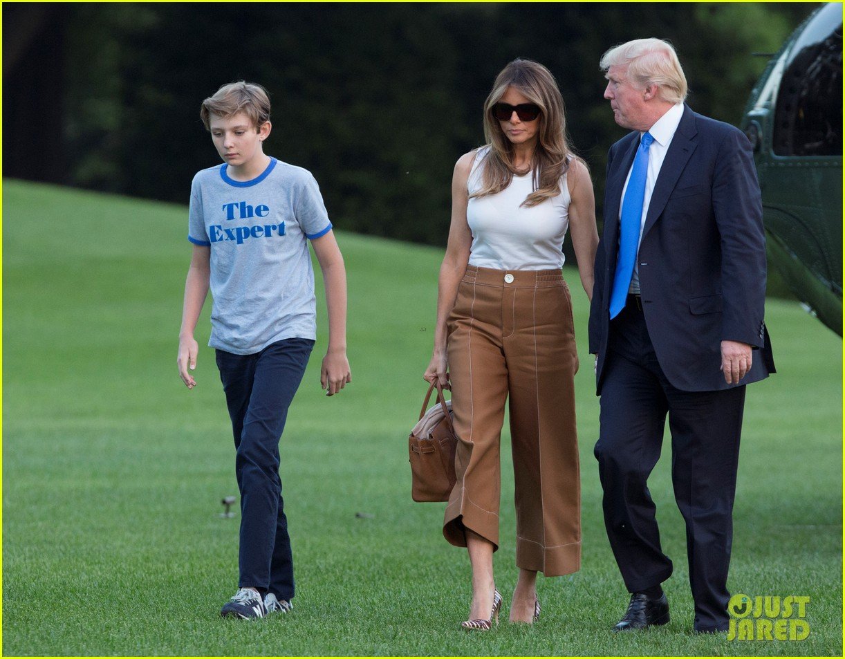 Barron & Melania Trump Arrive at White House for Moving Day Photo