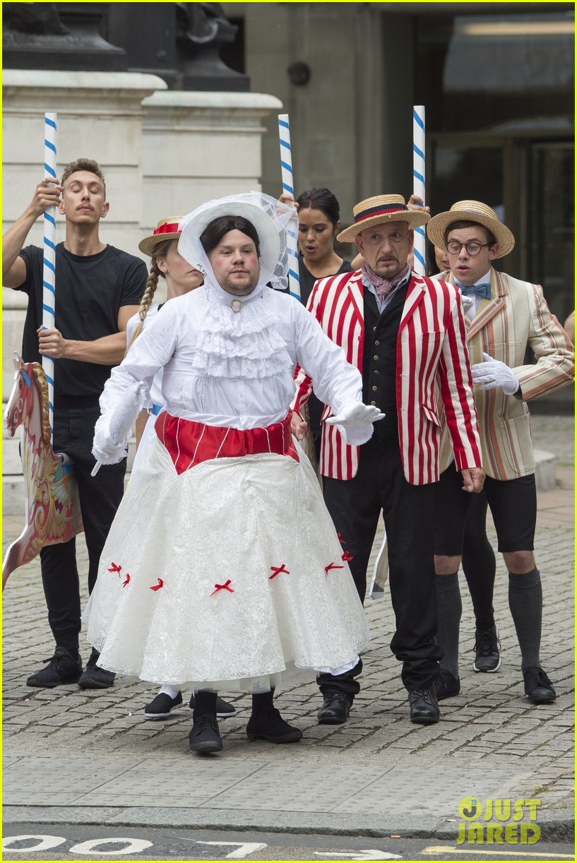 james corden films mary poppins skit with ben kingsley 033907762