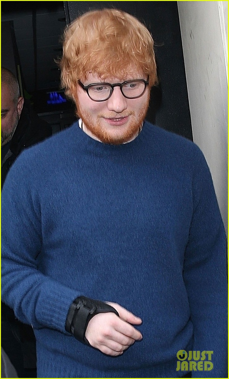 Ed Sheeran Wears Wrist Brace While Leaving BBC Radio Studios Photo