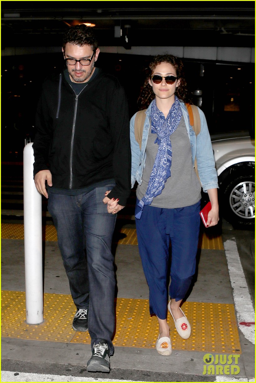 Emmy Rossum & Husband Sam Esmail Return Home from Thanksgiving Getaway