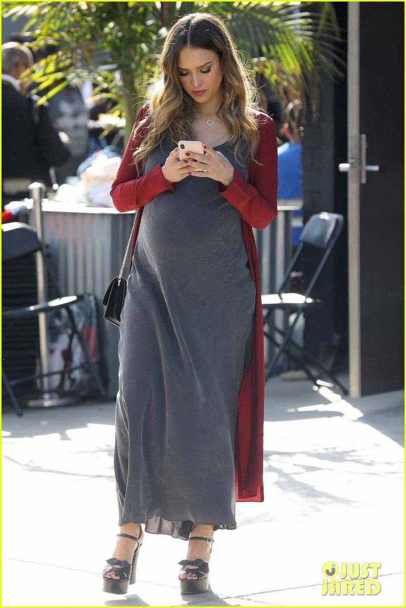 Pregnant Jessica Alba Spends the Day With Her Family at a Holiday Party