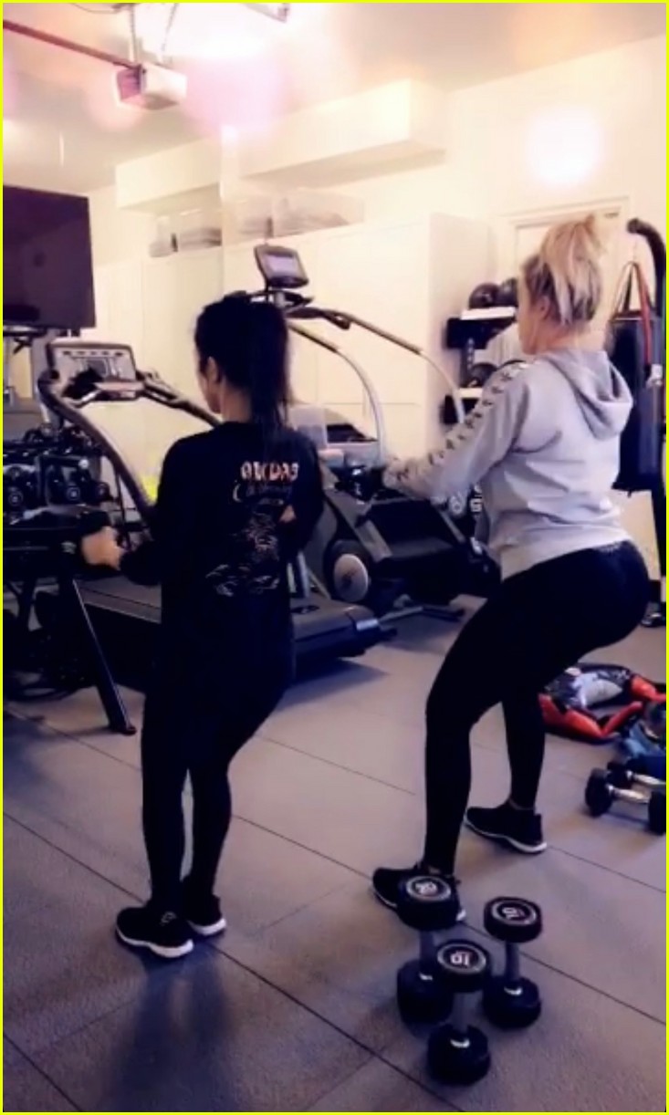 Pregnant Khloe Kardashian Displays Baby Bump During a Workout with