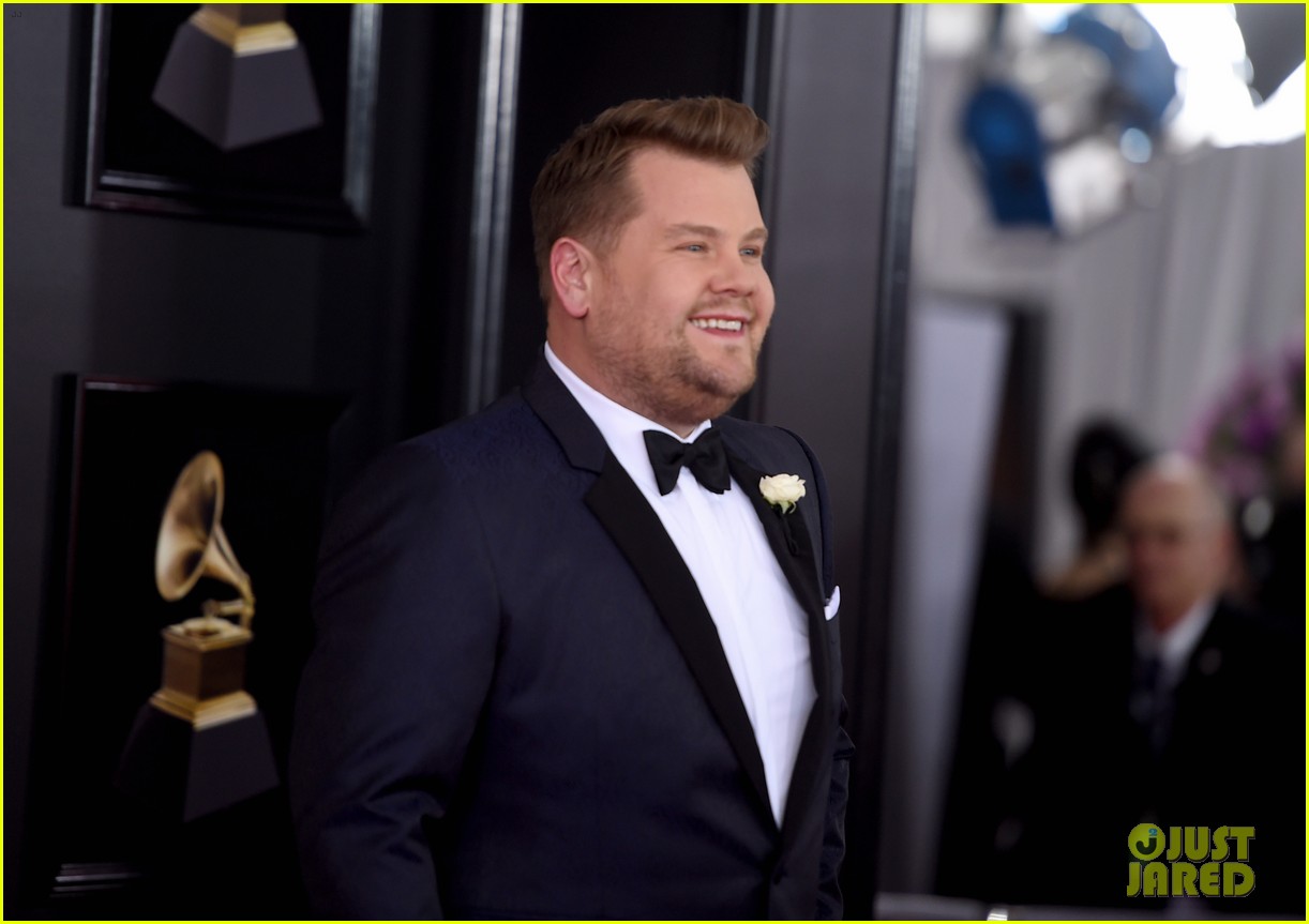 Grammys Host James Corden Wears His White Rose on Red Carpet Photo