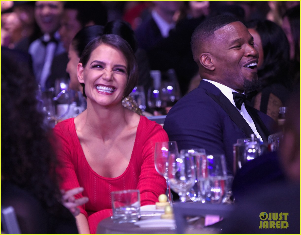 Katie Holmes & Jamie Foxx Can't Stop Smiling at Clive Davis' Grammys(02)