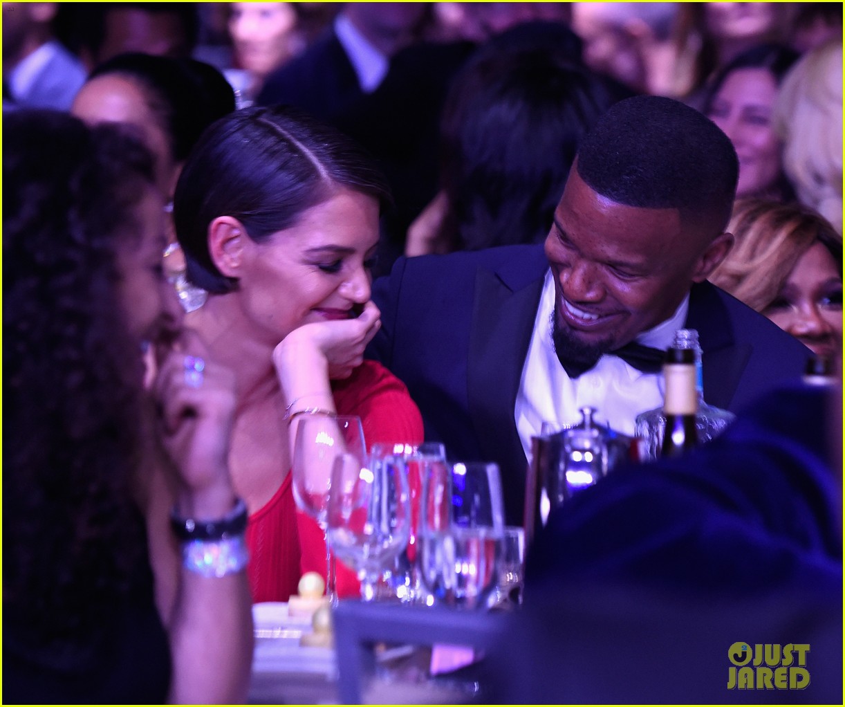 Katie Holmes & Jamie Foxx Can't Stop Smiling at Clive Davis' Grammys