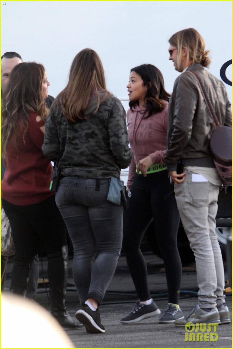 Gina Rodriguez Makes a Phone Call on 'Law & Order SVU' Set Photo