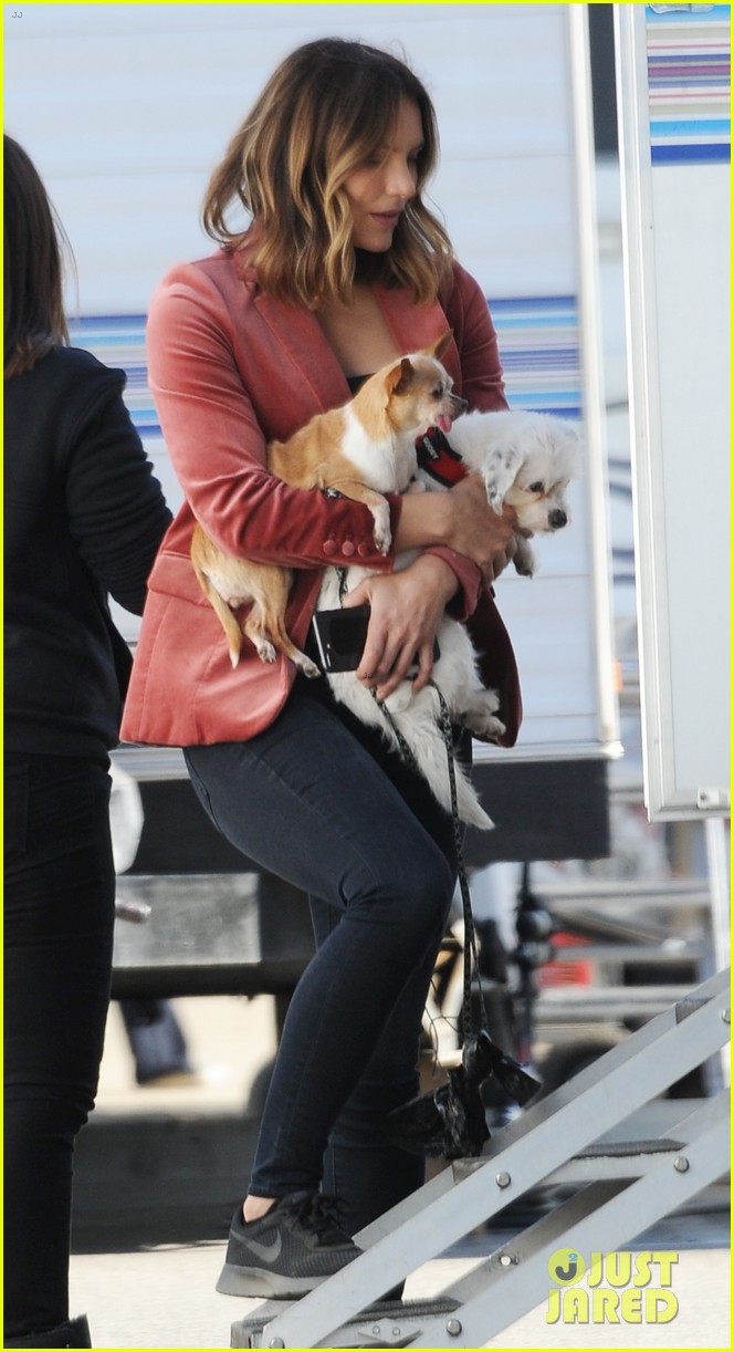 Katharine McPhee Spends Time with Her Dogs on 'Scorpion' Set Photo