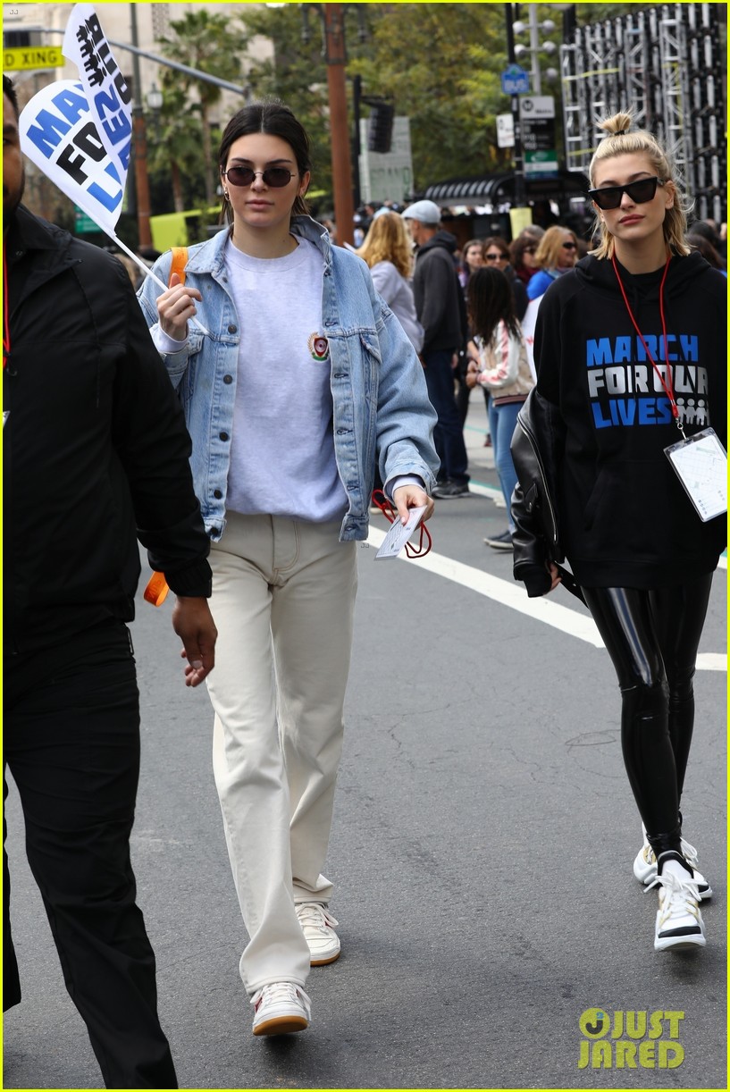 Kendall Jenner Wears AntiTrump Jacket at March For Our Lives Photo