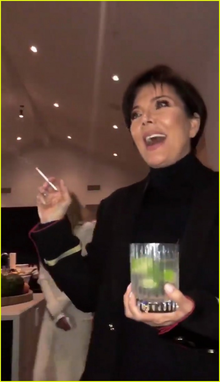 Kris Jenner Smokes a Cigarette, Delivers Speech for Kourtney Kardashian