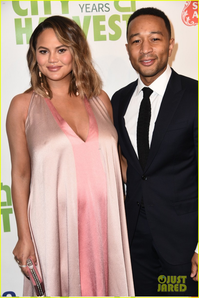 John Legend Craddles Chrissy Teigen's Baby Bump at City Havest Gala