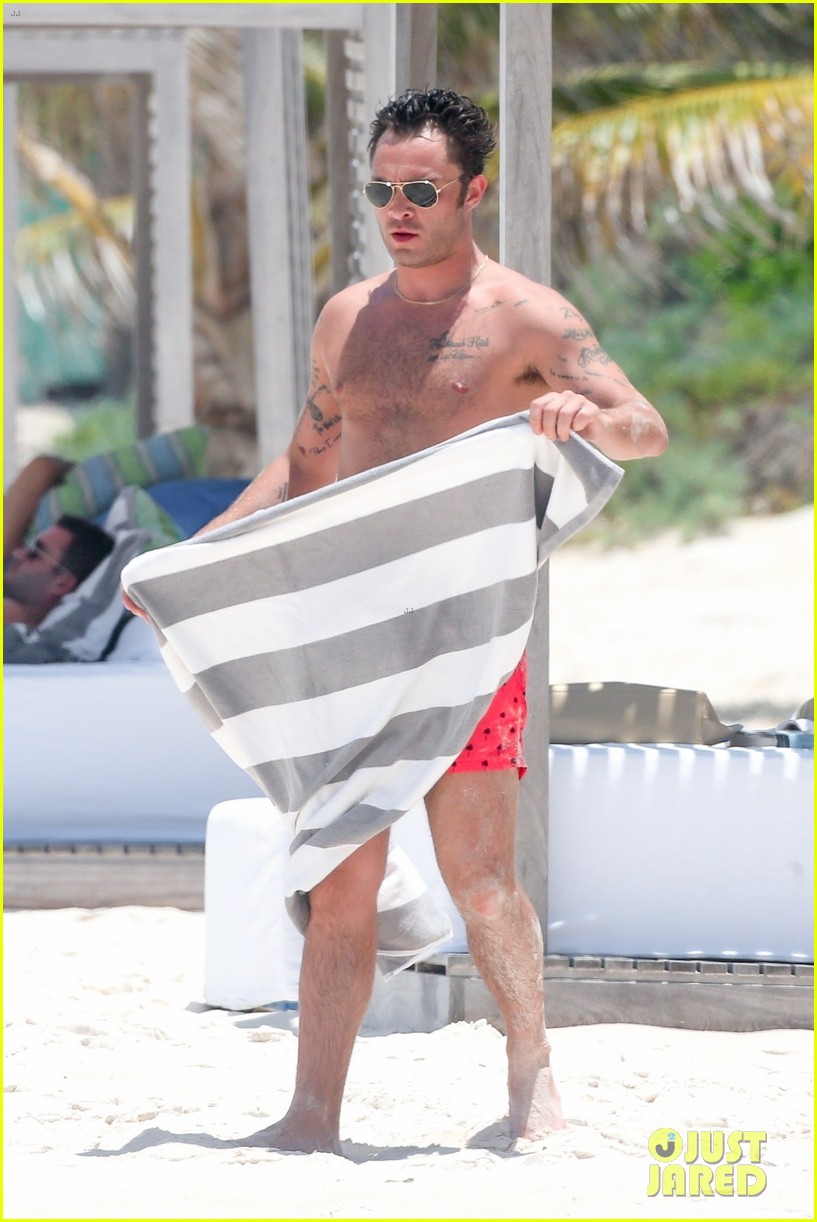 Shirtless Ed Westwick Hits the Beach in Short Shorts: Photo 4083600