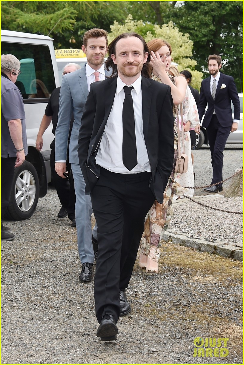 Richard Madden wears a traditional kilt while arriving at Rayne Church for ...