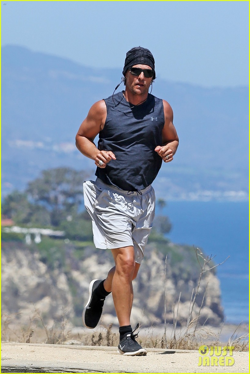 Matthew McConaughey Shows Off His Toned Arms While on a Run in Malibu.