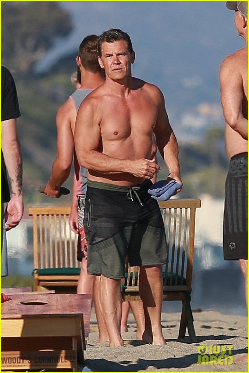 Josh Brolin is all smiles while hitting the sand shirtless on Wednesday aft...