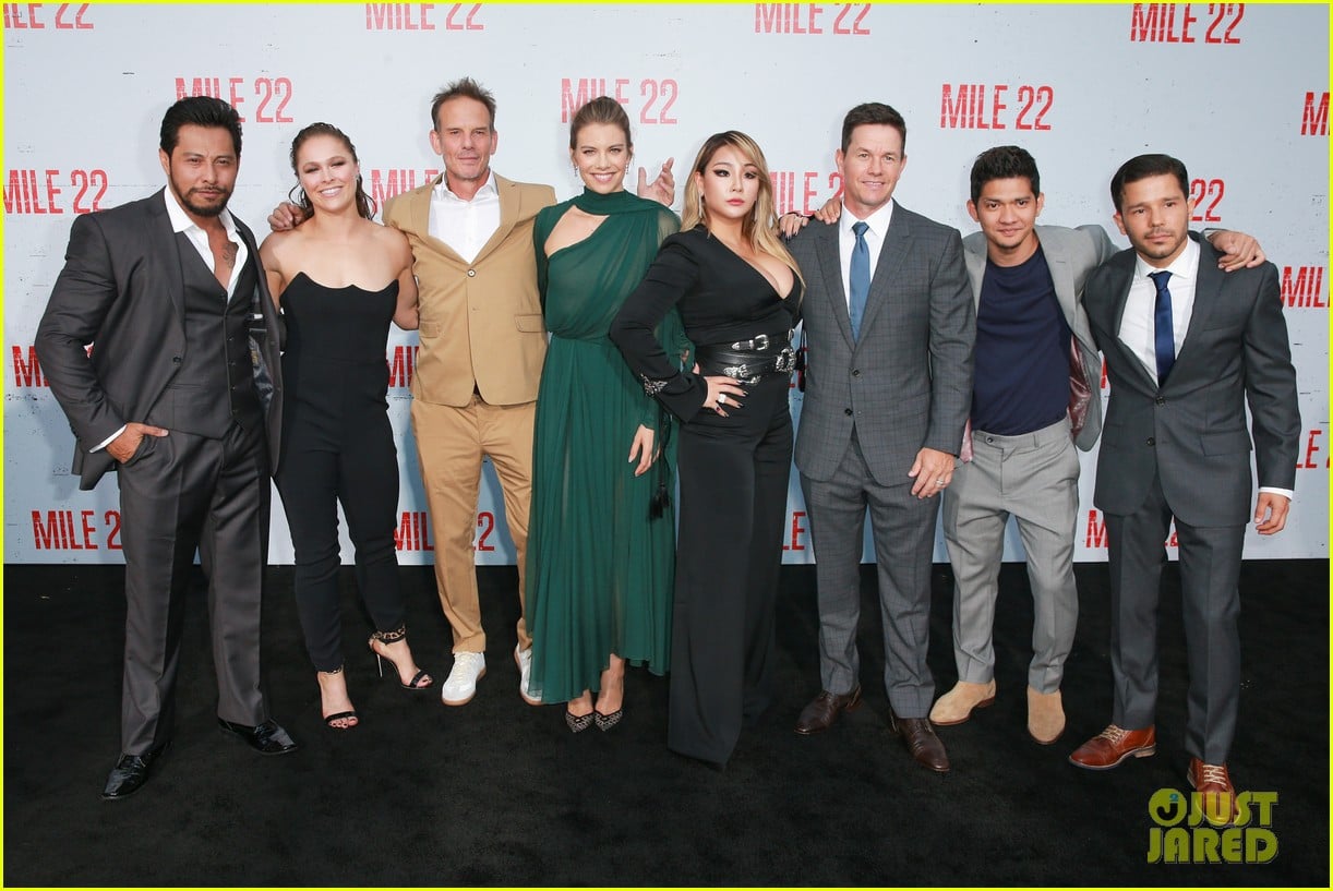 Mark Wahlberg, Lauren Cohan, & Ronda Rousey Premiere 'Mile 22' in LA