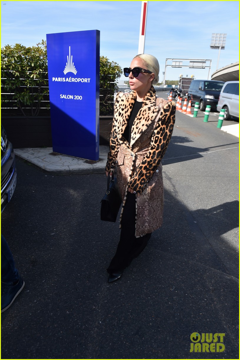 Lady Gaga Wears Leopard-Print Coat at Airport in Paris: Photo 4156033