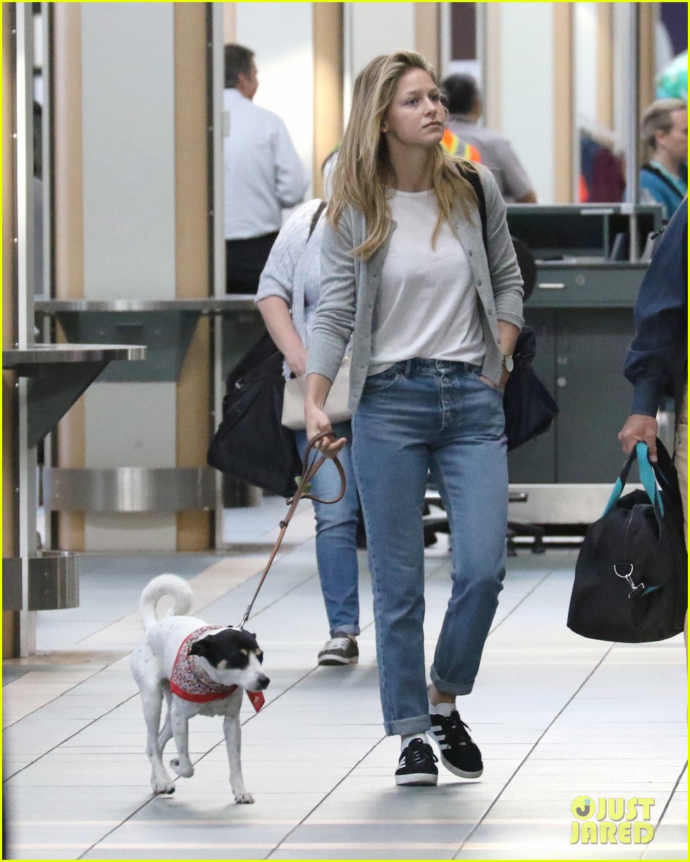 Melissa Benoist & Boyfriend Chris Wood Jet Out of Vancouver With Their