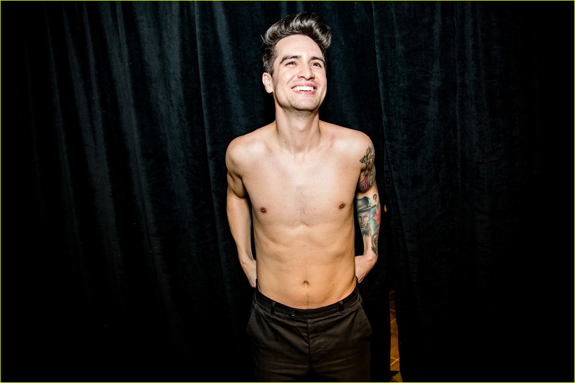 brendon urie looks so hot going shirtless backstage at iheartradio4151748. 
