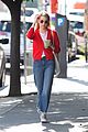 emma roberts rocks a red cardigan for her smoothie run05
