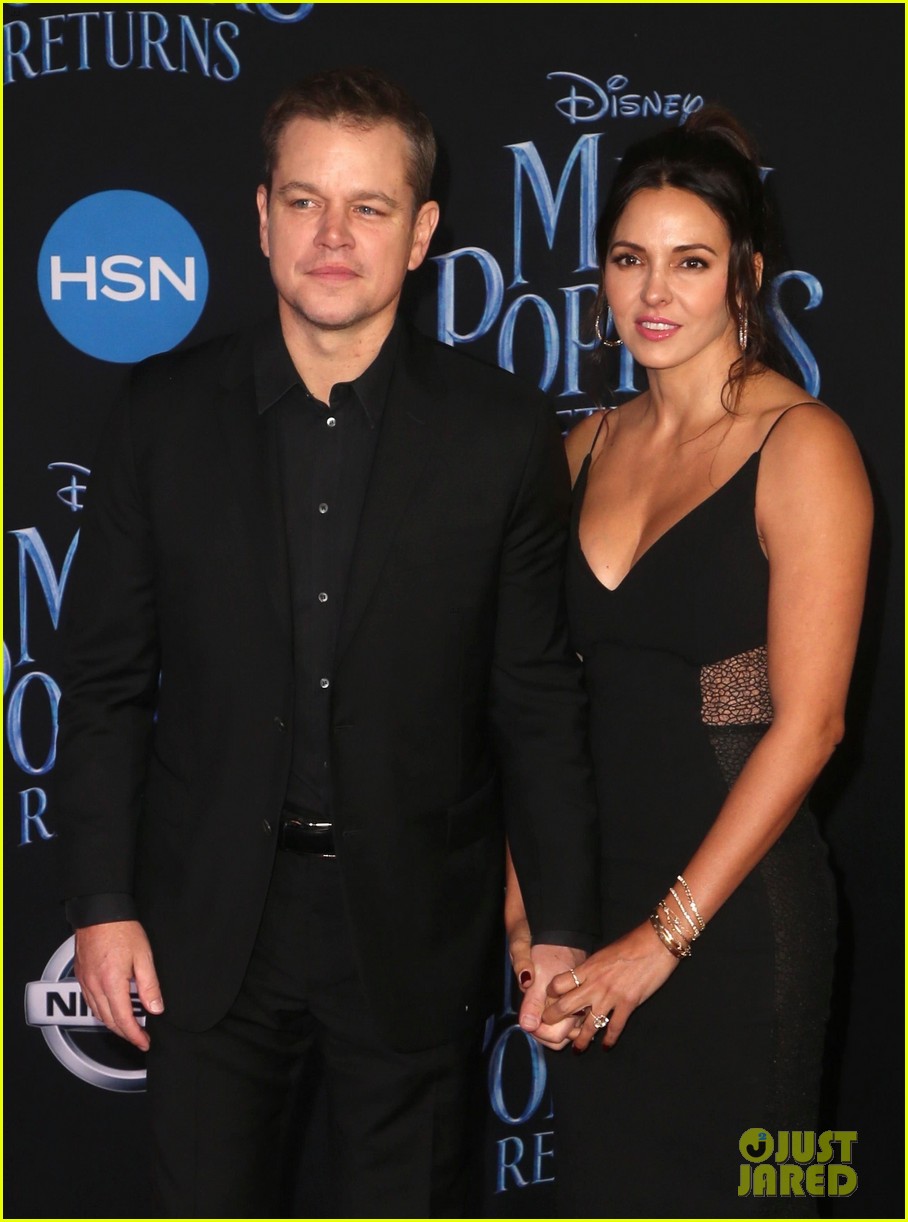 Matt Damon & Wife Luciana Support Friend Emily Blunt at 'Mary Poppins
