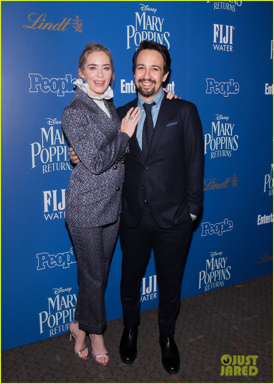 Emily Blunt & Lin-Manuel Miranda Are All Smiles at 'Mary Poppins