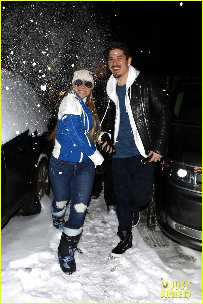 Photo: mariah carey tosses snowballs at photographers in aspen 07