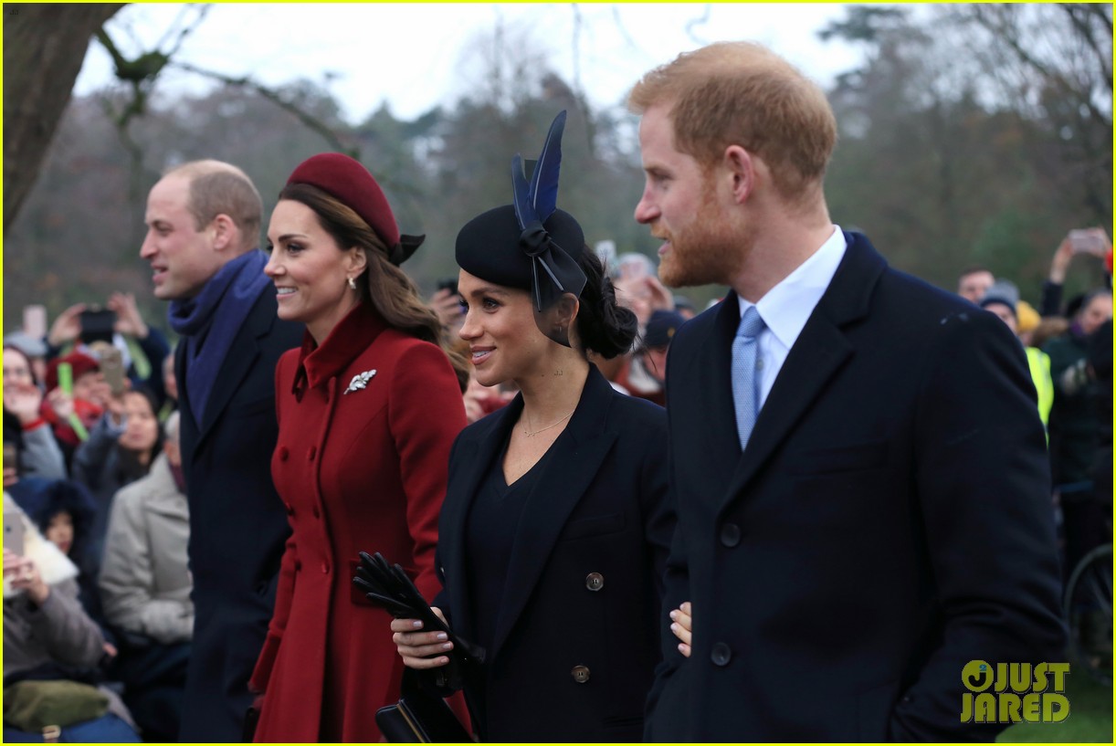 Meghan Markle & Prince Harry Walk to Christmas Service with William