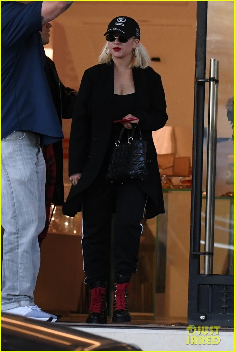 Christina Aguilera Gets Some Holiday Shopping Done in Beverly Hills